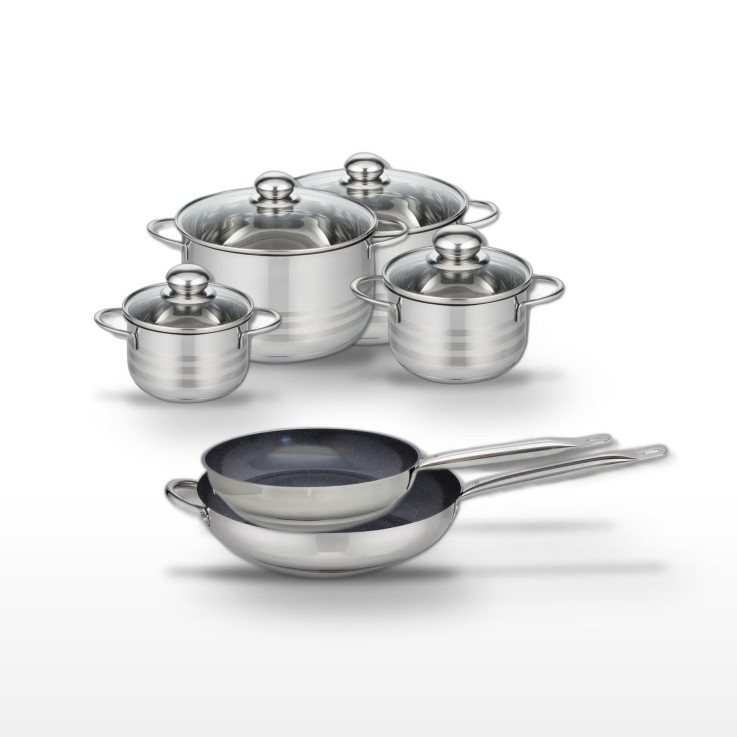 Batterie de cuisine Profi Therm Platinum en inox et céramique - 14/16/20/24/28/32 cm - gris