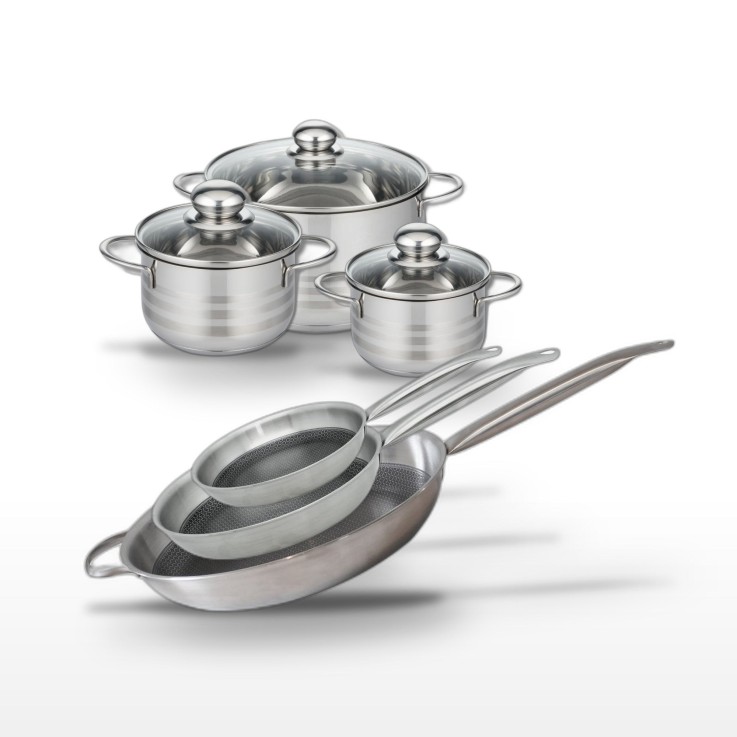 Batterie de cuisine Relief Solution en inox - ensemble de 6 pièces - noir
