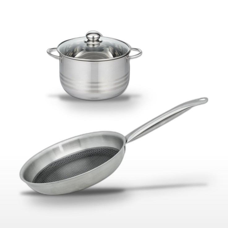 Batterie de cuisine Relief Solution en inox - 28 et 20 cm - noire