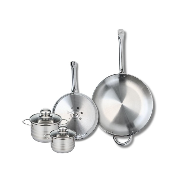 Batterie de cuisine Profi Brillant en inox - 2 poêles et 2 faitouts