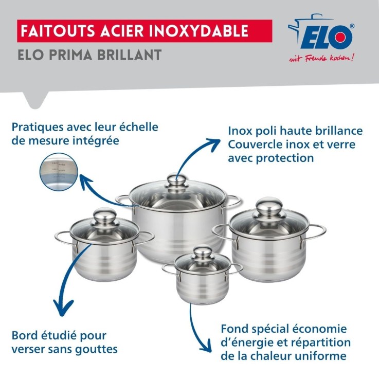 Batterie de cuisine Prima Brillant en aluminium et inox - 5 pièces - noire