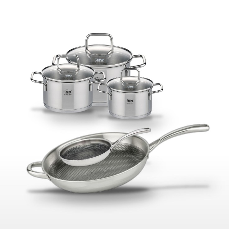 Batterie de cuisine Relief Evolution en inox - 5 pièces - 14-32 cm