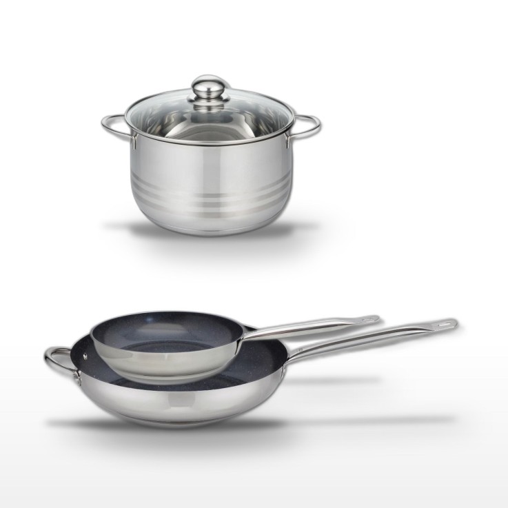 Batterie de cuisine Profi Therm Platinum en inox - 24 et 32 cm - gris