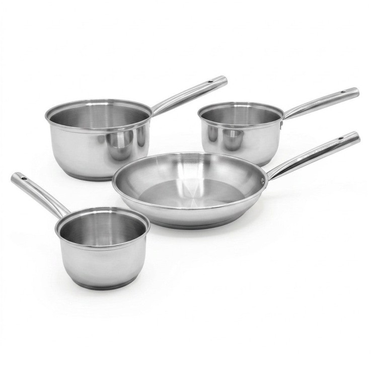 Lot de casseroles et poêle Rhona en inox - 18/20/22 cm - 24 cm