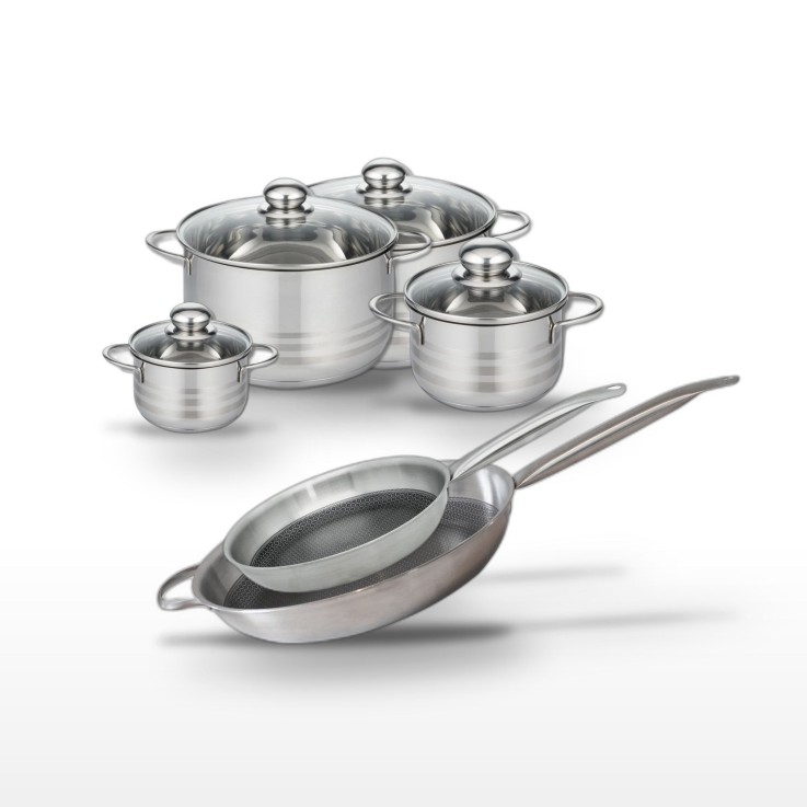 Batterie de cuisine Relief Solution en inox - 12/16/20/24 cm et 28/32 cm