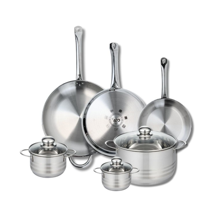 Batterie de cuisine Profi Brillant en inox - 3 poêles et 3 faitouts