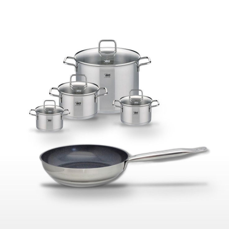 Batterie de cuisine Profi Therm Platinum en inox et céramique - 5 pièces