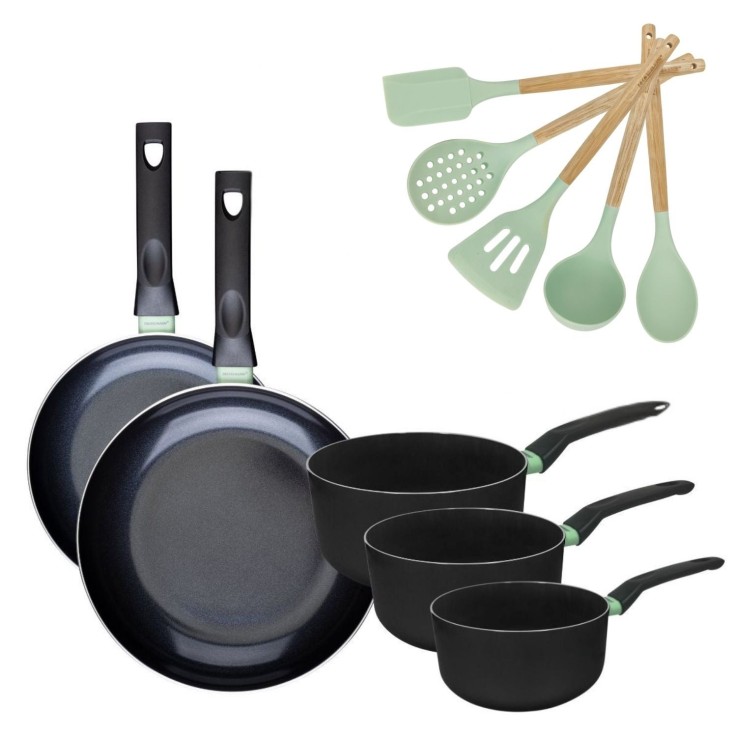 Batterie de cuisine Brandao Océan en aluminium recyclé - 10 pièces - noire