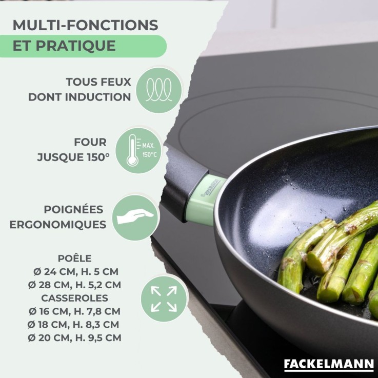 Batterie de cuisine Brandao Océan en aluminium recyclé - 10 pièces - noire