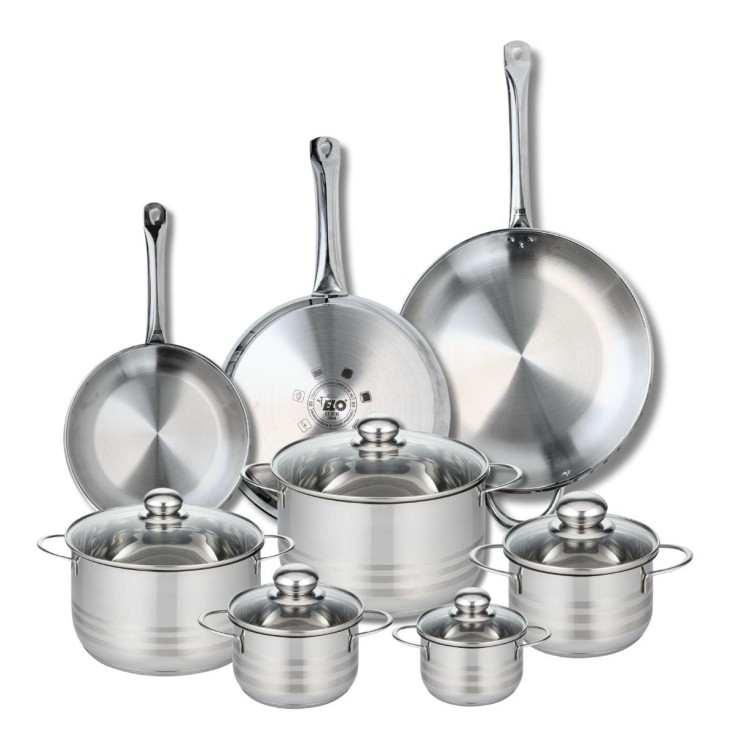 Batterie de cuisine Profi Brillant en inox - 3 poêles et 5 faitouts