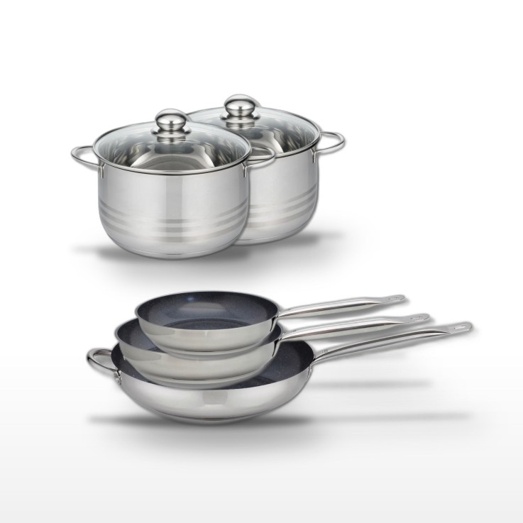 Batterie de cuisine Profi Therm Platinum en inox - 5 pièces - grise