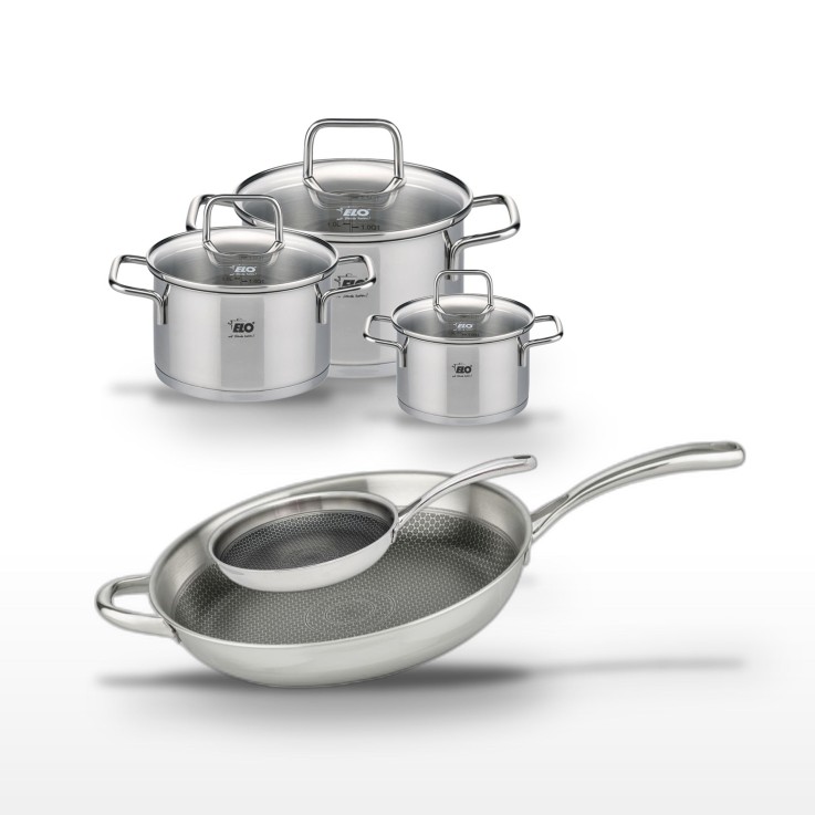 Batterie de cuisine Relief Evolution en inox - 24/32 cm et 12/16/20 cm
