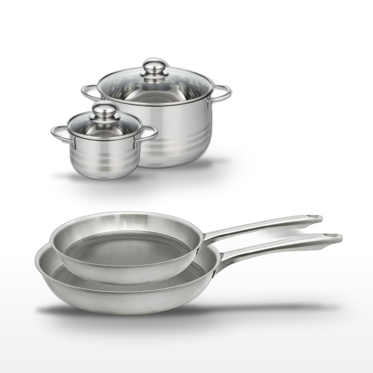 Batterie de cuisine Relief Passion en inox - 24/28 et 14/20 cm