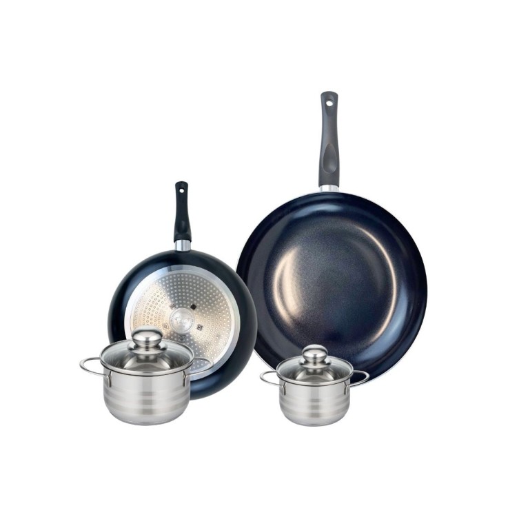 Batterie de cuisine Prima Brillant en aluminium et inox - 24/32 cm - 12/14 cm