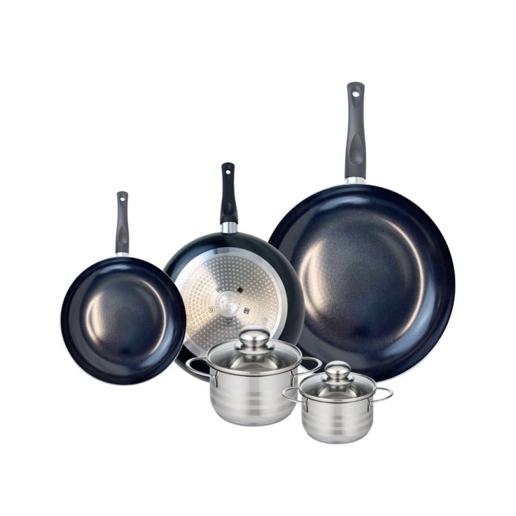 Batterie de cuisine Prima Brillant en aluminium et inox - 5 pièces - noir