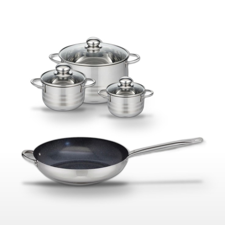 Batterie de cuisine Profi Therm Platinum en inox - 12/14/24/32 cm