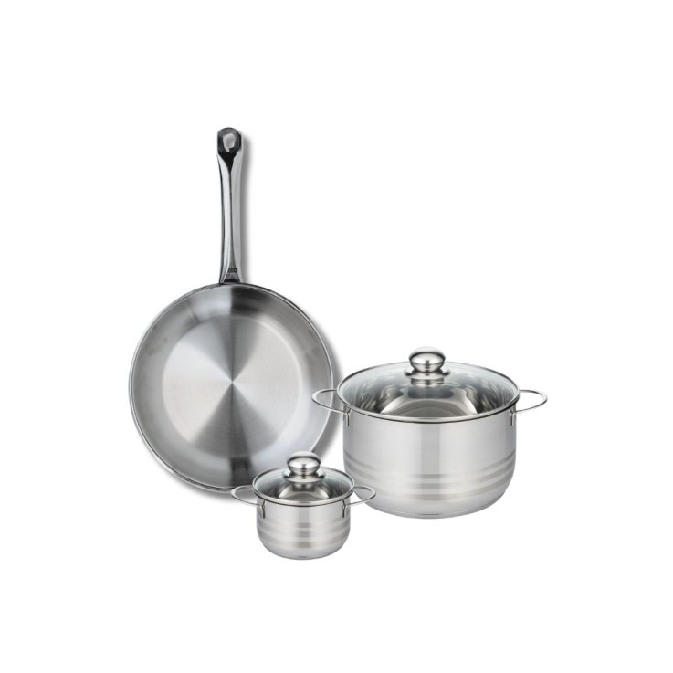 Batterie de cuisine Profi Brillant en inox - poêle 28 cm - faitouts 12 et 20 cm