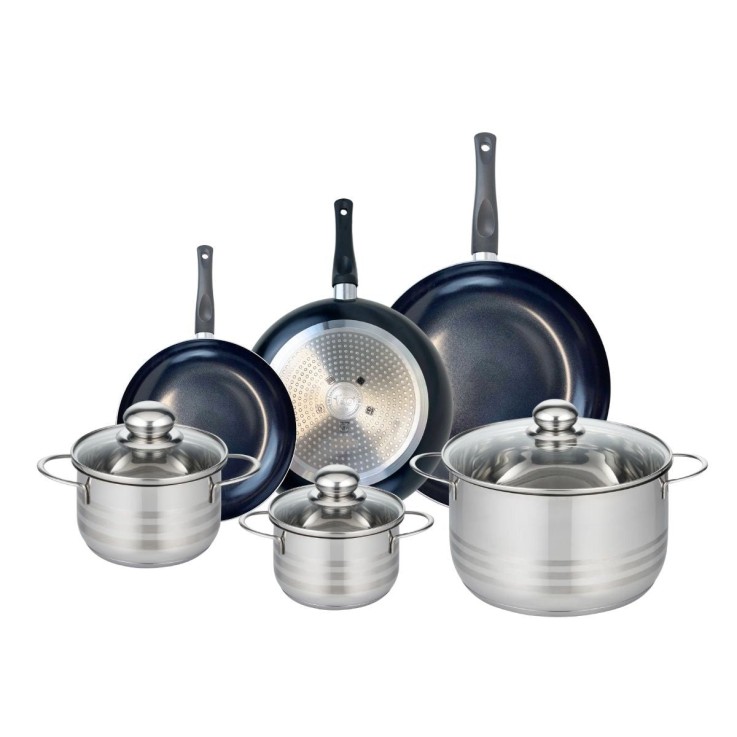 Batterie de cuisine Prima Brillant en aluminium et inox - 6 pièces assorties