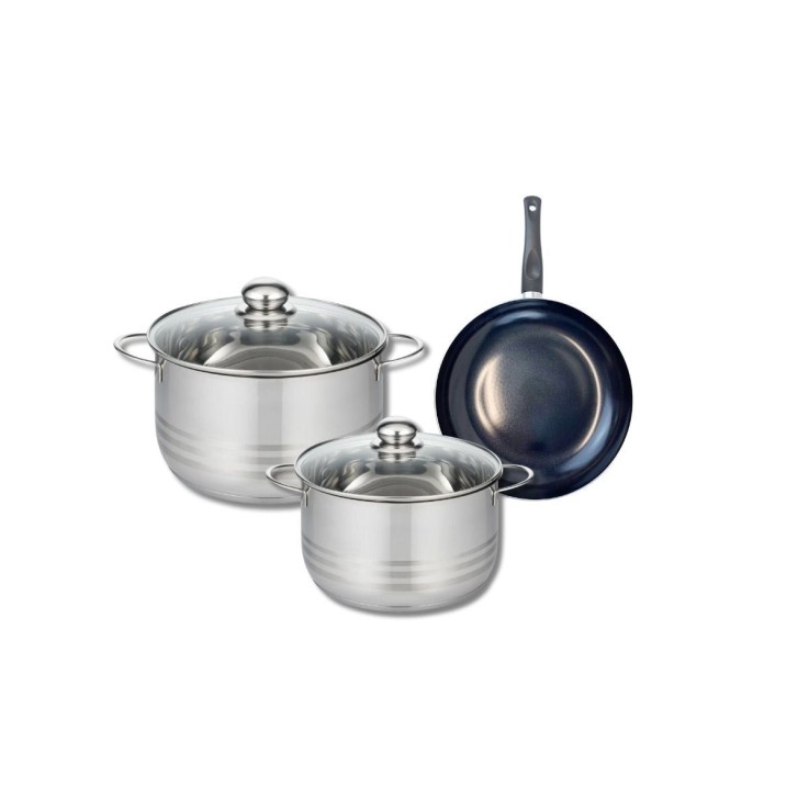 Batterie de cuisine Prima Brillant en aluminium et inox - 3 pièces - noire