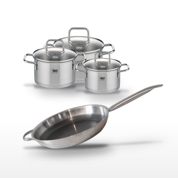 Batterie de cuisine Relief Solution en inox - 32 cm - 0,6 L, 1,2 L et 1,7 L