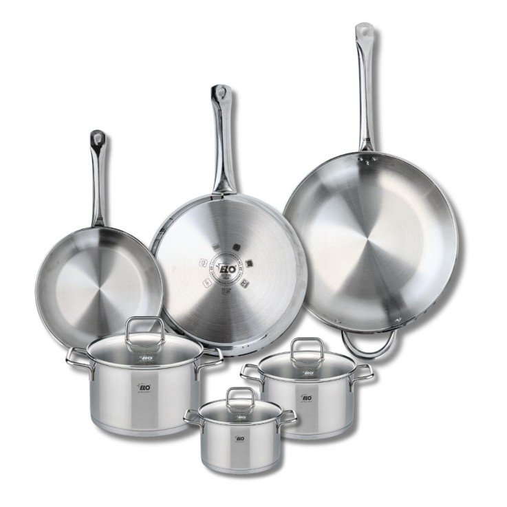 Batterie de cuisine Profi Citrin en inox - 3 poêles et 3 faitouts