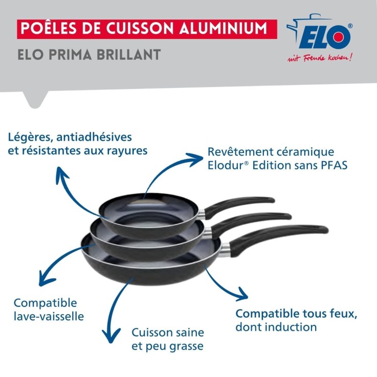 Batterie de cuisine Prima Brillant en aluminium et inox - 11 pièces - noire