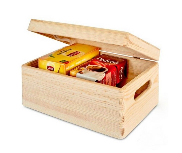 Boîte avec couvercle en pin naturel - Boxy 1