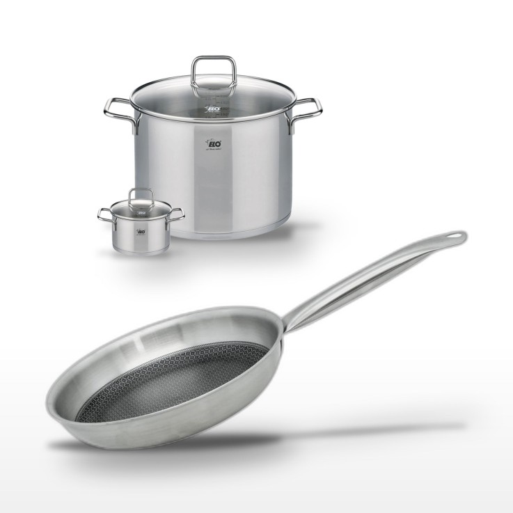 Batterie de cuisine Relief Solution en inox - 26, 24 et 12 cm