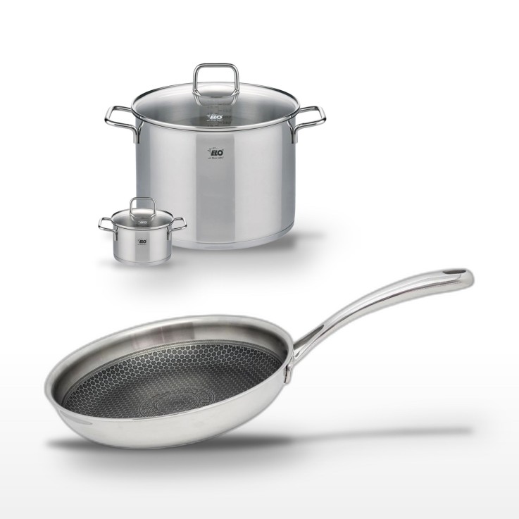 Batterie de cuisine Relief Evolution en inox - 28 cm - faitouts 12/26 cm