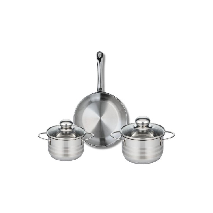 Batterie de cuisine Profi Brillant en inox - poêle 24 cm - faitouts 14 et 16 cm