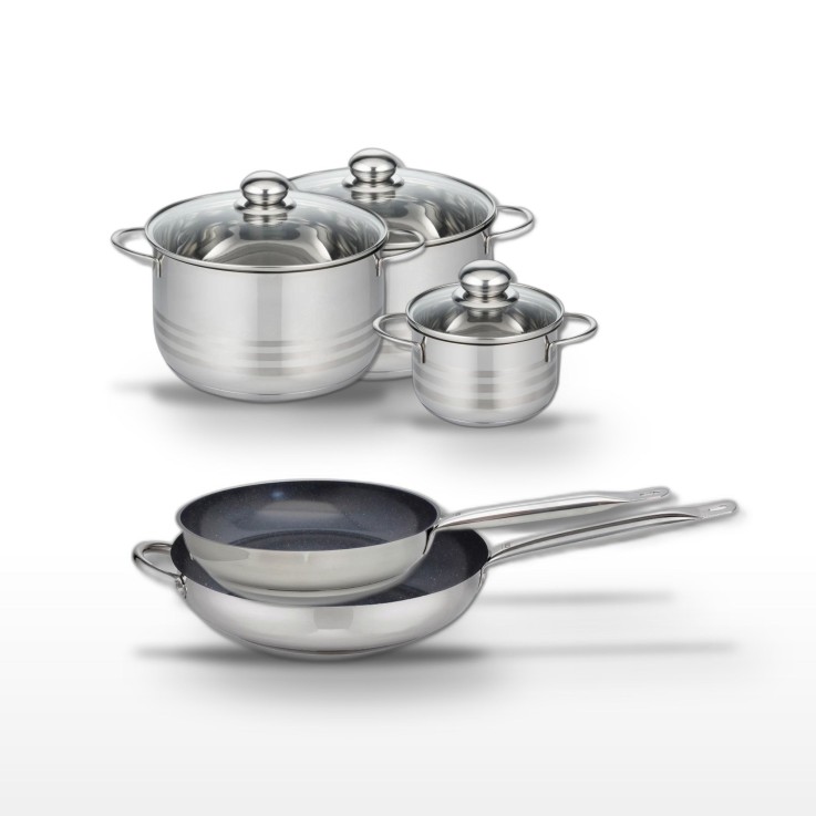 Batterie de cuisine Profi Therm Platinum en inox et céramique - 28/32 cm et 14/20/24 cm - gris