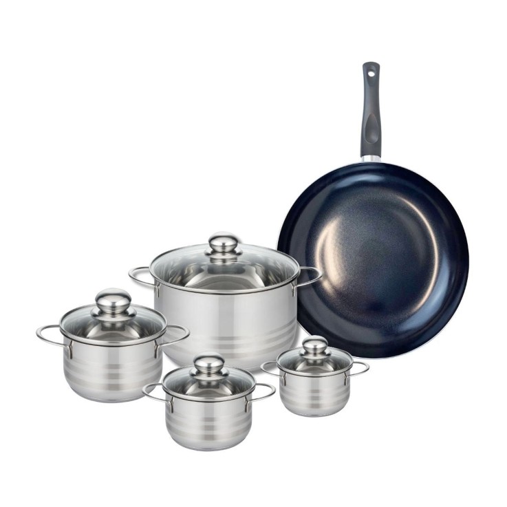 Batterie de cuisine Prima Brillant en aluminium et inox - 5 pièces - noir