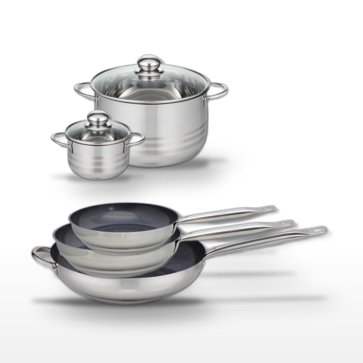 Batterie de cuisine Profi Therm Platinum et Brillant en inox - 5 pièces