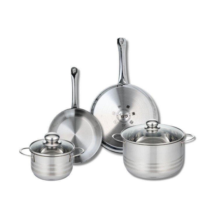 Batterie de cuisine Profi Brillant en inox - 2 poêles et 2 faitouts