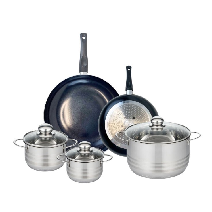 Batterie de cuisine Prima Brillant en aluminium et inox - 5 pièces - noir