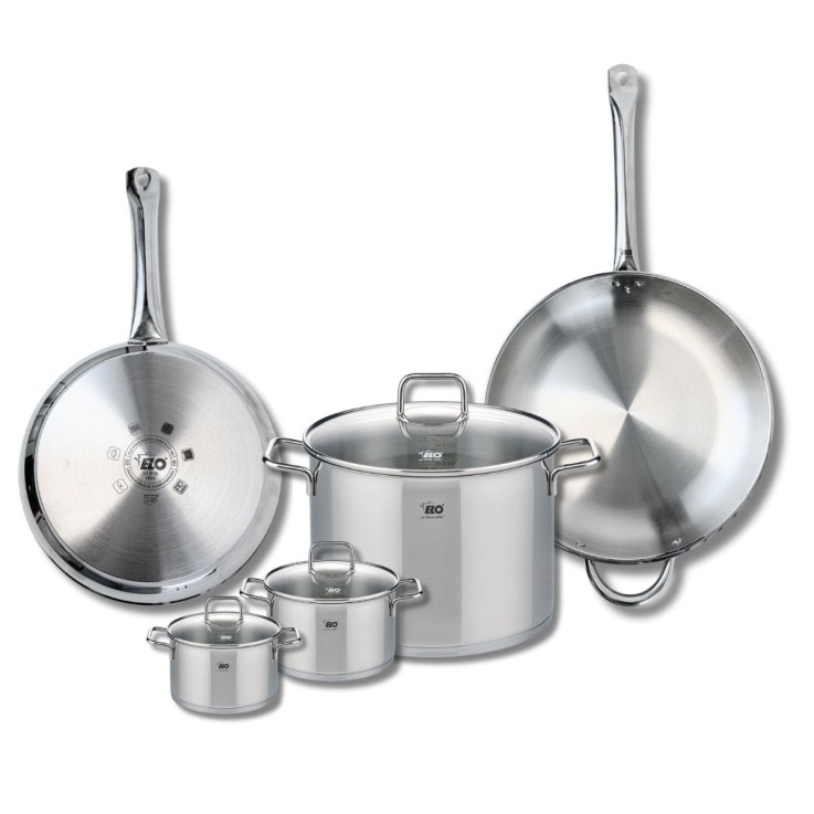 Batterie de cuisine Profi Citrin en inox - poêles 28/32, faitouts 12/14/26 cm