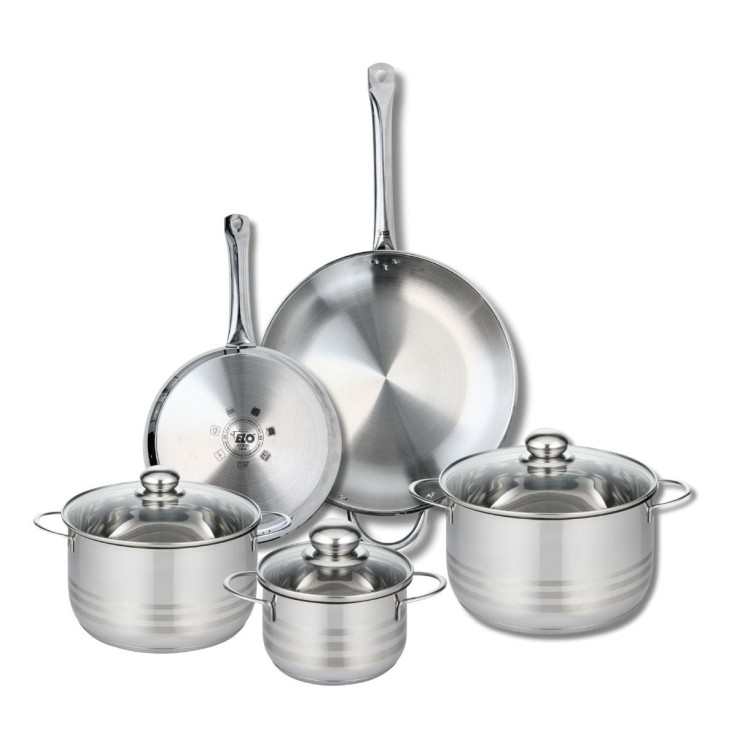Batterie de cuisine Profi Brillant en inox - 2 poêles et 3 faitouts