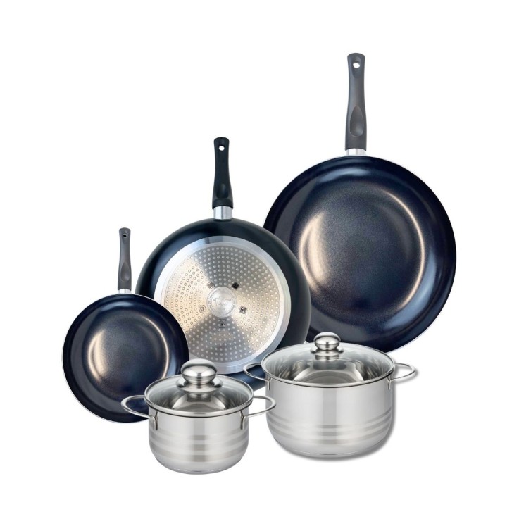 Batterie de cuisine Prima Brillant en aluminium et inox - 5 pièces - noire