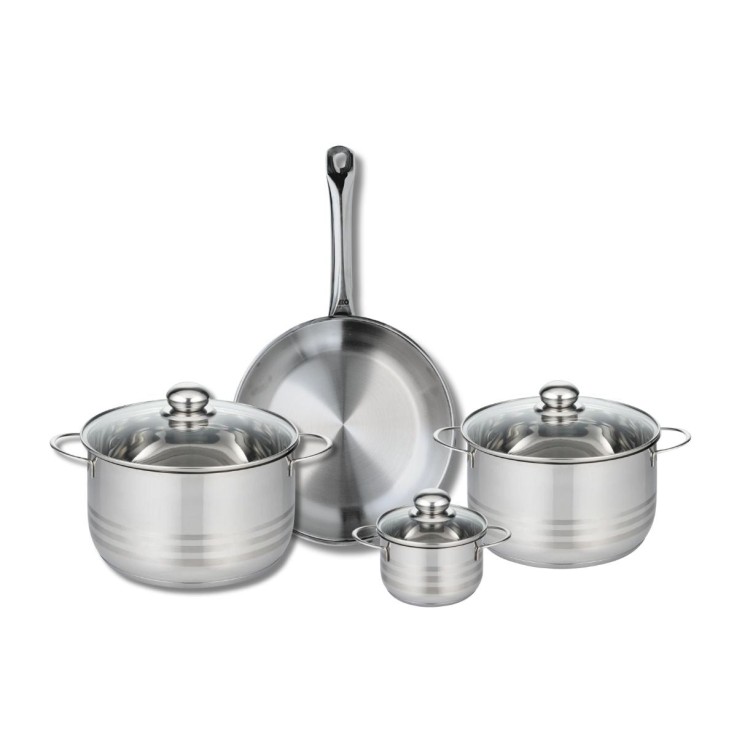 Batterie de cuisine Profi Brillant en inox - poêle 28 cm et faitouts 12, 20 et 24 cm