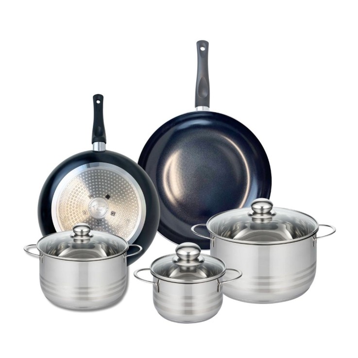Batterie de cuisine Prima Brillant en aluminium et inox - 5 pièces - noire