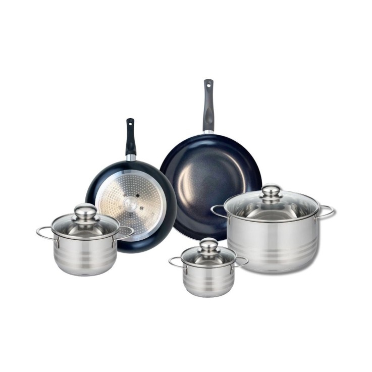 Batterie de cuisine Prima Brillant en aluminium et inox - 5 pièces - noir