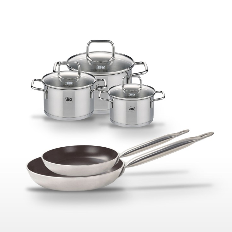 Batterie de cuisine Bistro Line en aluminium et inox - ensemble 5 pièces