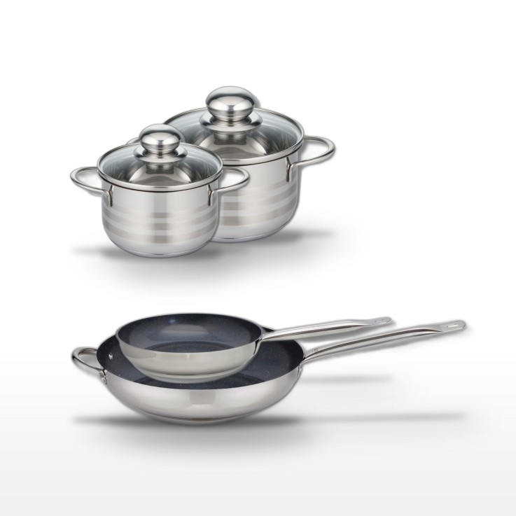 Batterie de cuisine Profi Therm Platinum en inox - poêles 24/32 cm - faitouts 12/14 cm