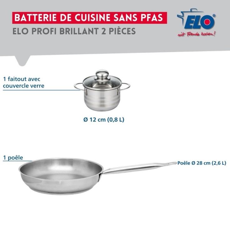 Ensemble poêle et faitout Profi Brillant en inox - 28 cm - 12 cm
