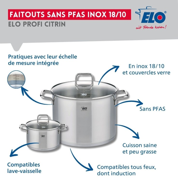 Batterie de cuisine Profi Citrin en inox - 32 cm - 14/26 cm