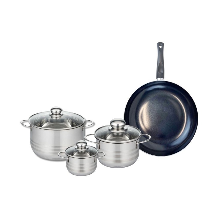Batterie de cuisine Prima Brillant en aluminium et inox - 4 pièces - noir