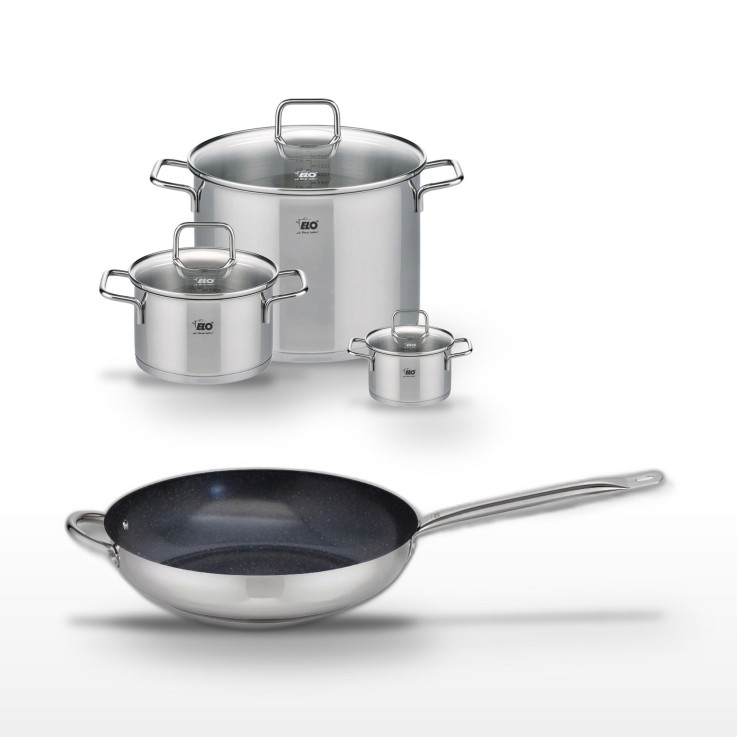 Lot poêle Profi Therm Platinum et faitouts Citrin en inox - 32 cm