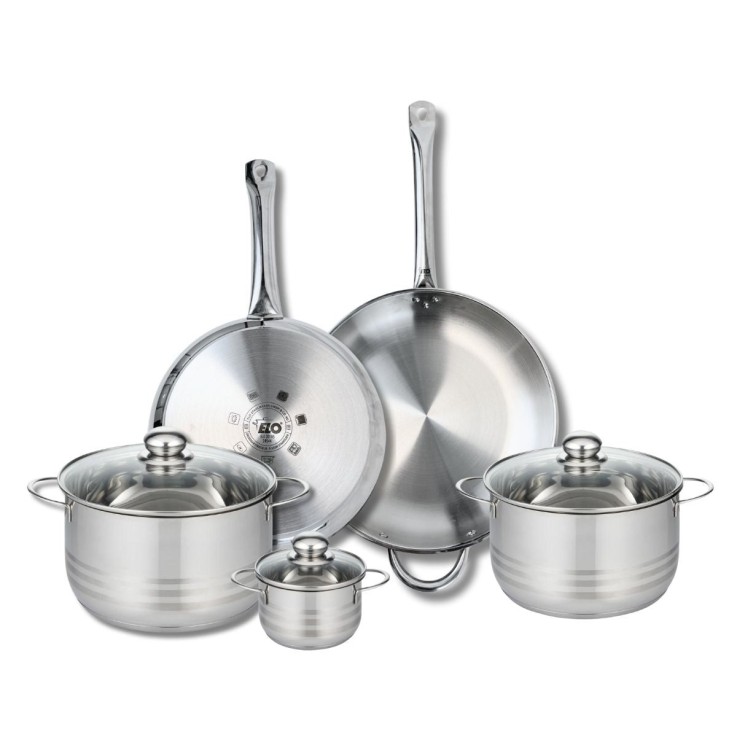 Batterie de cuisine Profi Brillant en inox - 2 poêles et 3 faitouts