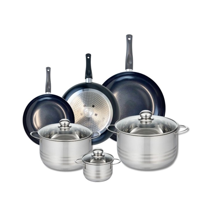 Batterie de cuisine Prima Brillant en aluminium et inox - 6 pièces