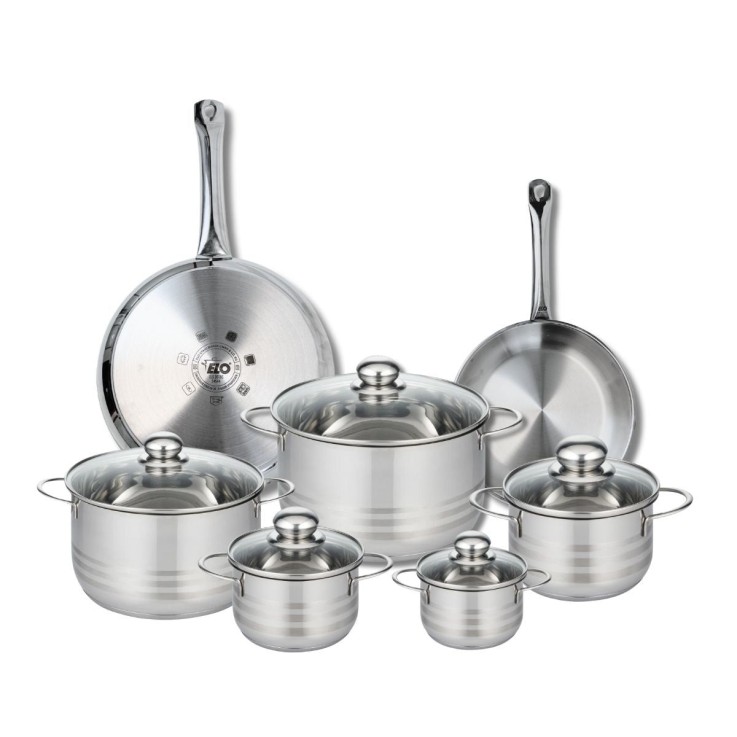Batterie de cuisine Profi Brillant en inox - 2 poêles et 5 faitouts